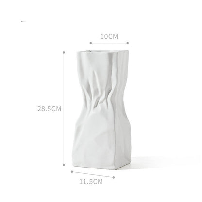 White Ceramic Vase Art Ornaments Living Room Flower Arrangement Decoration