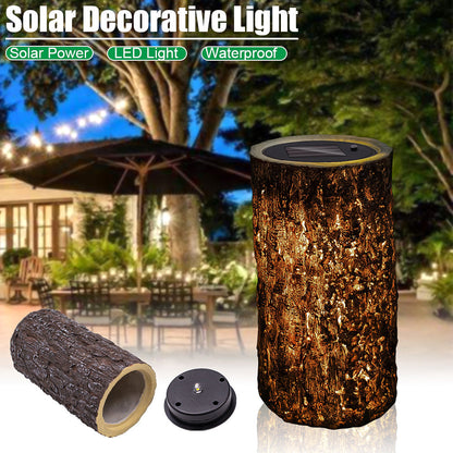 Lámpara decorativa impermeable solar LED para exterior con forma de tocón
