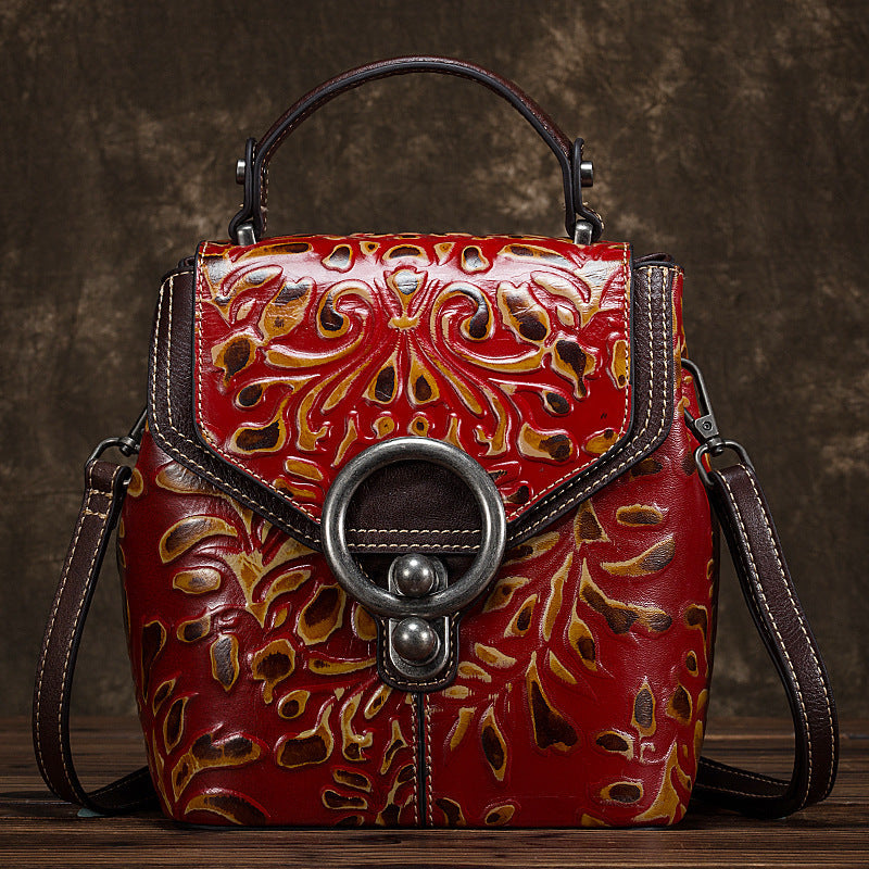 Mochila de cuero de vaca, multifunción, bolsos de hombro y mano para mujer
