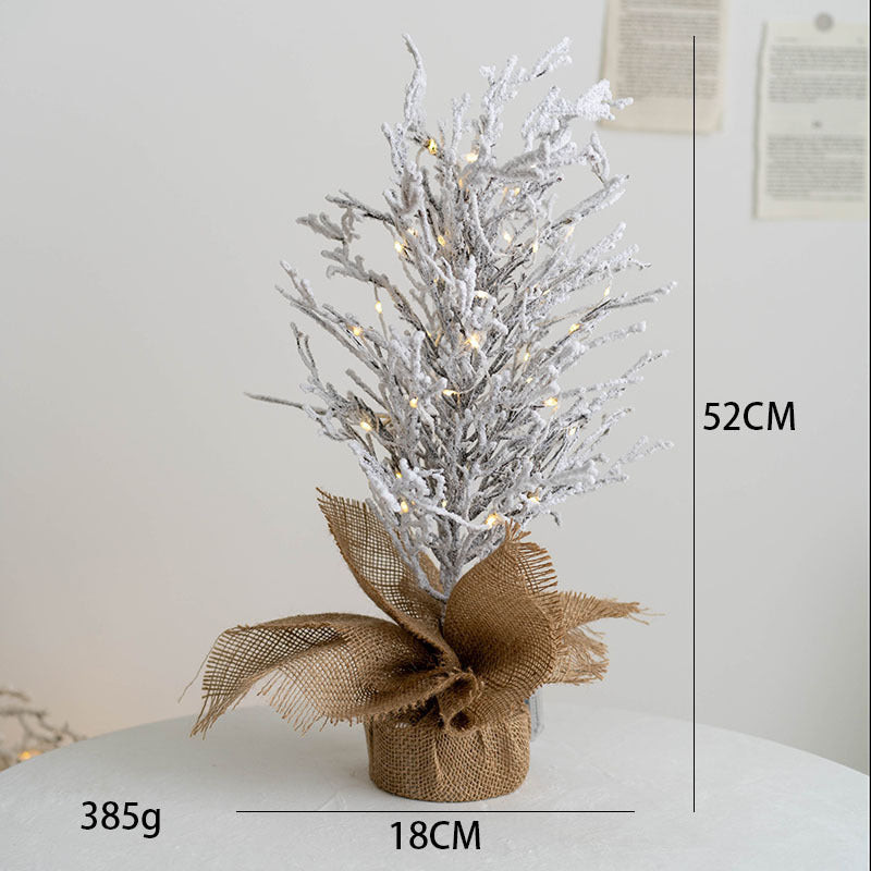 Decoraciones de mesa con árbol pequeño y flocado de Navidad de PE
