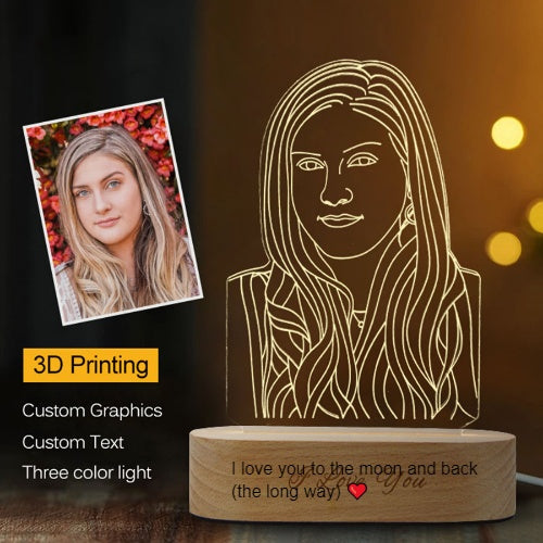 Cadeau d'Anniversaire Créatif pour Graver une Tête Personnalisée en 3D, Lumière Photo Stéréo