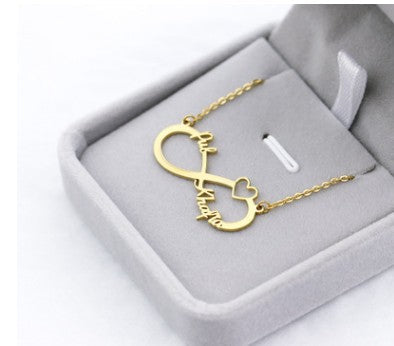 Cadena de clavícula con colgante de 8 palabras