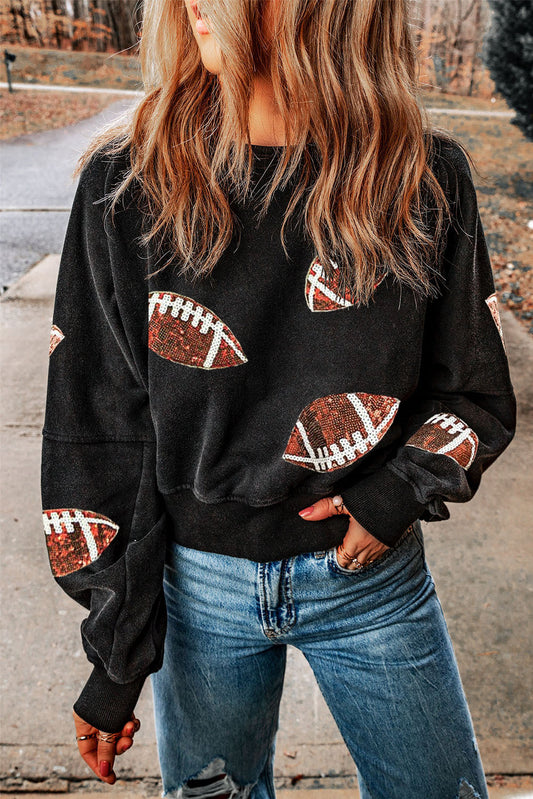 Sweat-shirt à dos ouvert et écusson de football à paillettes