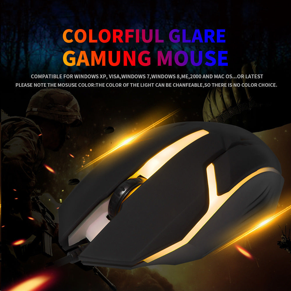 Souris filaire d'ordinateur E-sport Lumière respirante colorée Lumineuse USB Bureau Gaming