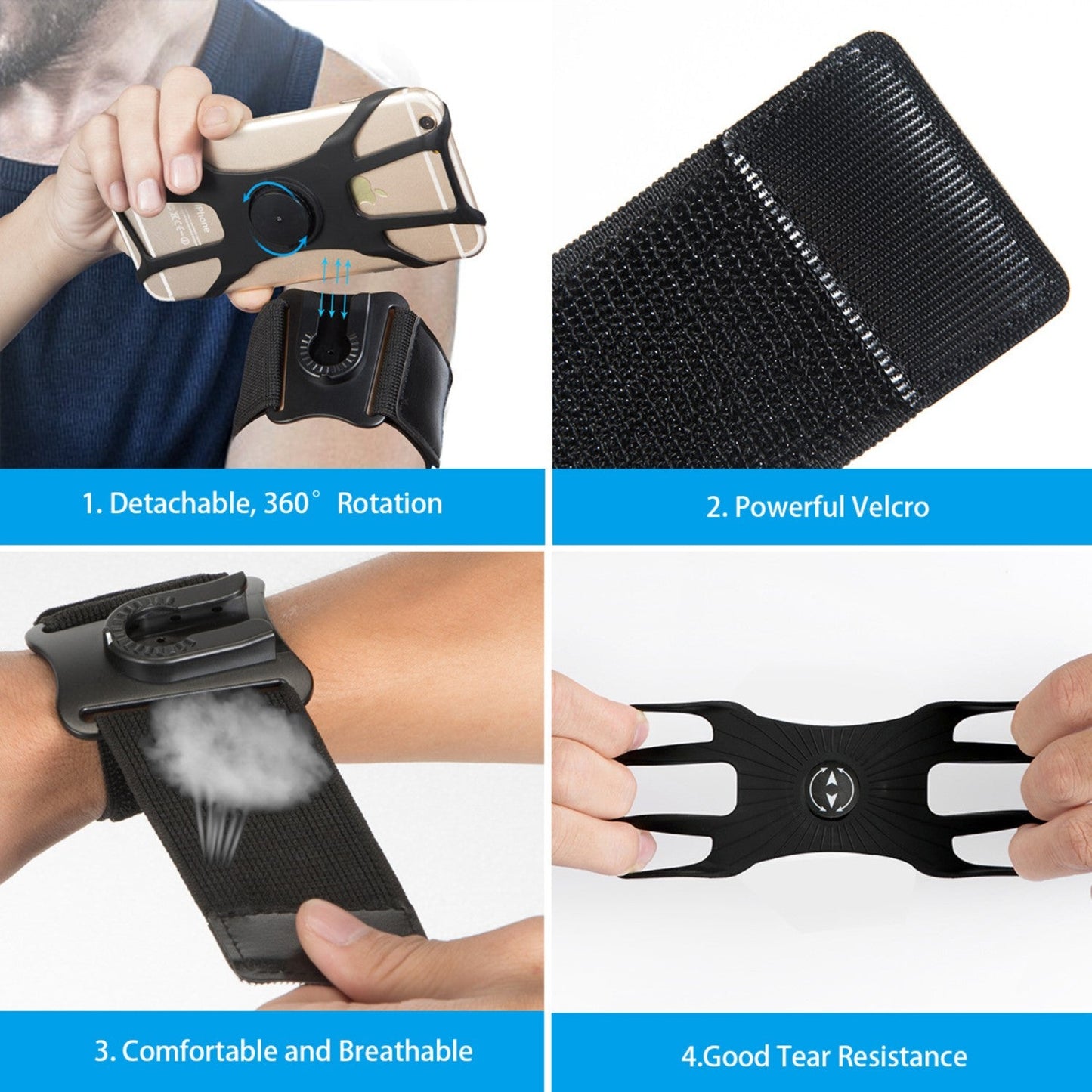 Detachable Swivel Wrist & Arm Strap Sports Phone Case