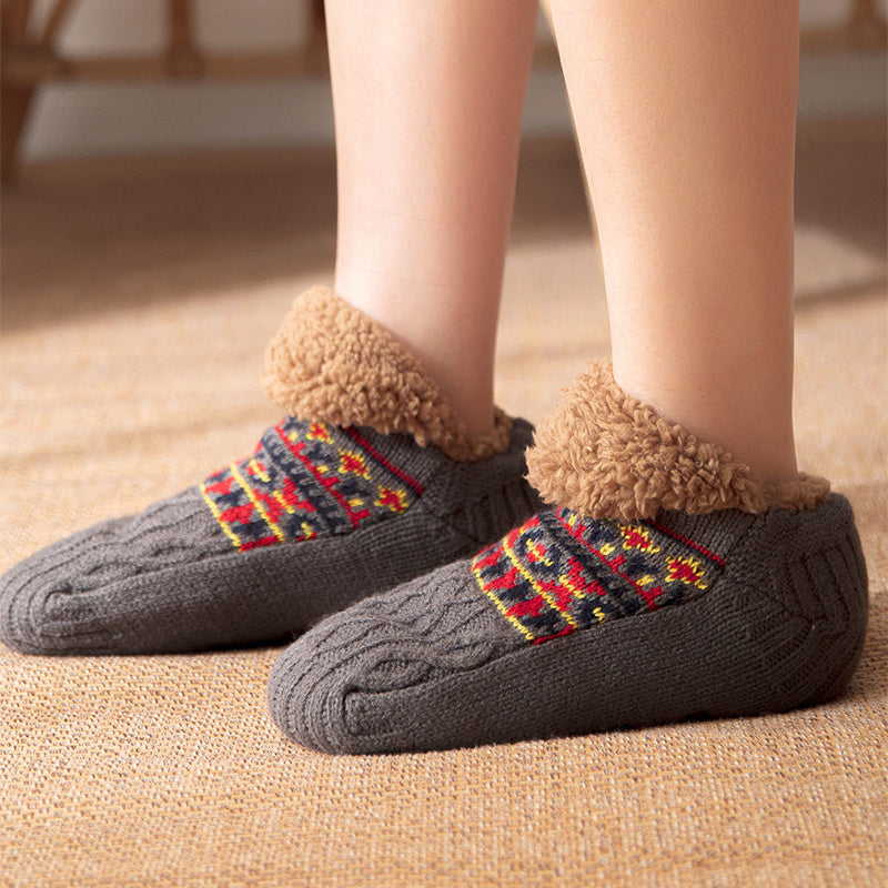 Chaussettes d'intérieur antidérapantes chaudes pour hommes et femmes, idéales pour l'automne et l'hiver