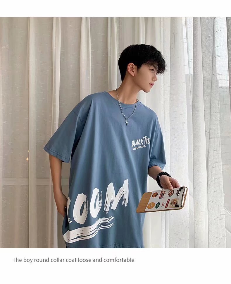 Men’s Letter Print Loose T-Shirt – Polyester | S–5XL