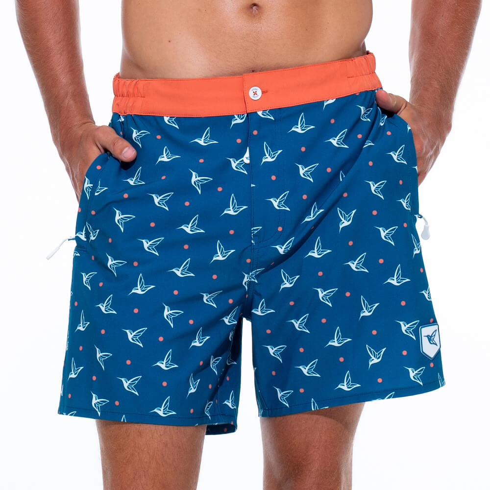Men's Luxury Deep Ocean Swim Trunks — Kolibri Monogram