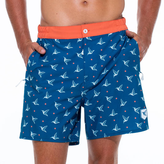 Men's Luxury Deep Ocean Swim Trunks — Kolibri Monogram