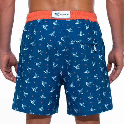 Men's Luxury Deep Ocean Swim Trunks — Kolibri Monogram
