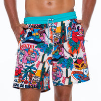 Men's Fuerte Geometric Print Swim Shorts — Recycled Performance