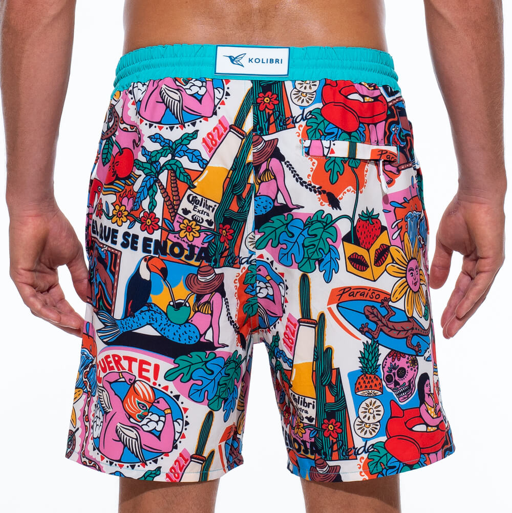 Men's Fuerte Geometric Print Swim Shorts — Recycled Performance