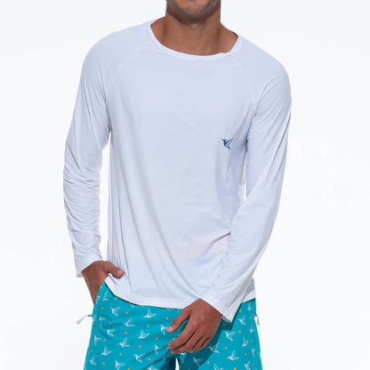Men's White UPF Long Sleeve Performance Shirt