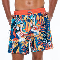 Men's Jungle Print Swim Trunks — Recycled 4-Way Stretch