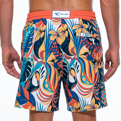 Men's Jungle Print Swim Trunks — Recycled 4-Way Stretch