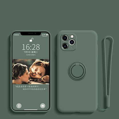 Liquid Silicone Phone Case with Ring Holder – Shockproof, Grip-Friendly & Compatible Design