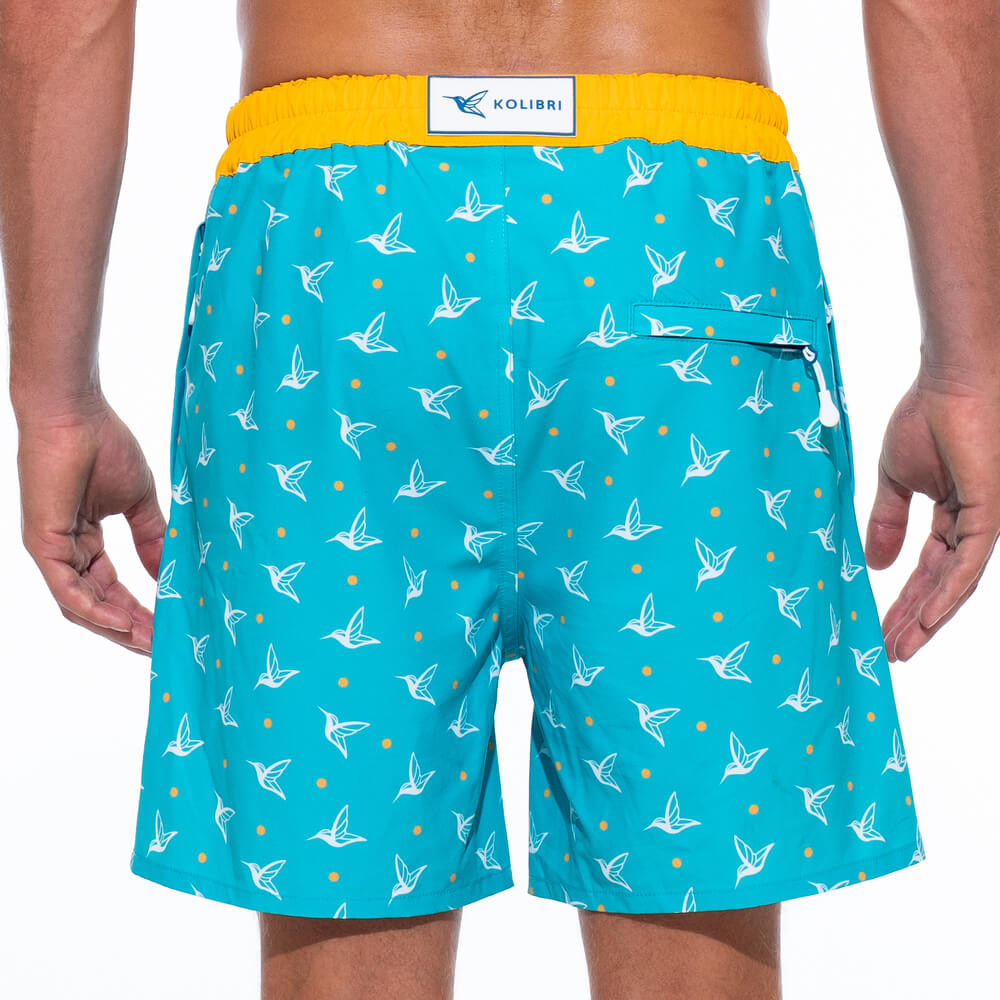 Men's Luxury Aquamarine Swim Trunks — Kolibri Monogram