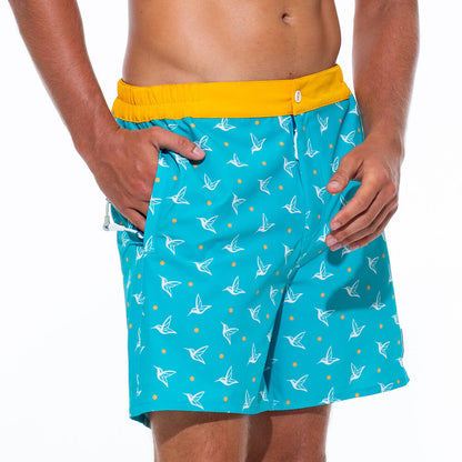 Men's Luxury Aquamarine Swim Trunks — Kolibri Monogram