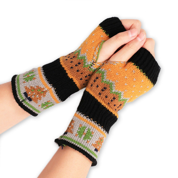 Mitaines en tricot de laine épaisse motif sapin de Noël