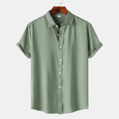 Teenagers Solid Color Short-sleeved Lapel Shirt Top