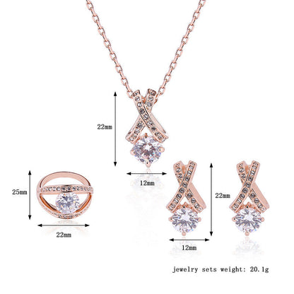 Creative Fashion Personality Simple Diamond Jewelry 3pcs