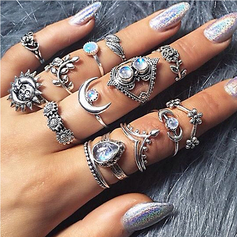 Women's Vintage Water Drop Diamond Ring Suit