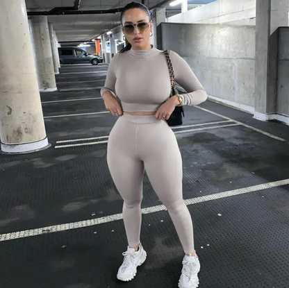 Women's Two-Piece Solid Autumn Overalls Set – Casual Chic Matching Outfit for Fall & Everyday Wear