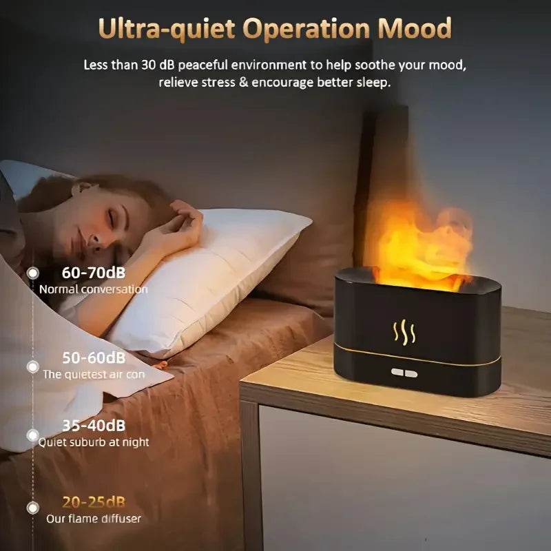 Simulated Flame Aroma Diffuser & Ultrasonic Cool Mist Maker – LED Bonfire Humidifier