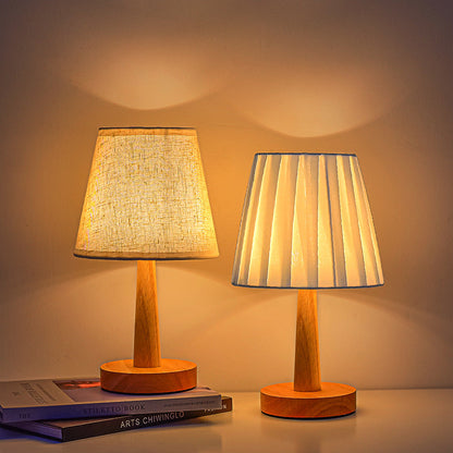 Simple Modern Creative LED Bedside Lamp Dimming Remote Control Solid Wood Small Table Lamp