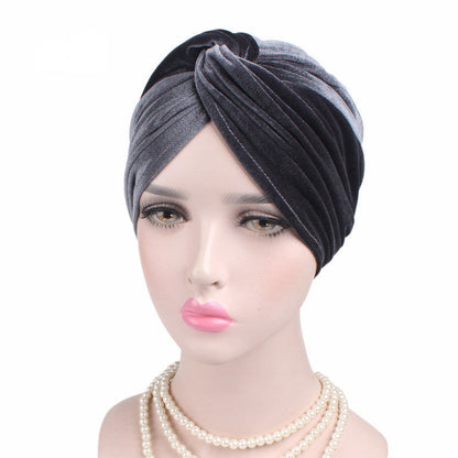 Autumn Winter Velvet Stretch Bandana Hat