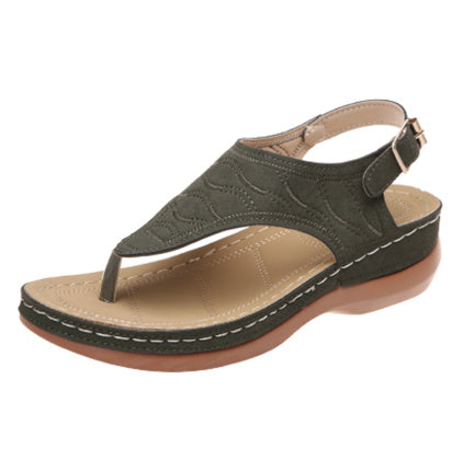 Chaussures d'été Sandales romaines rétro à clip pour femmes avec boucle à la cheville