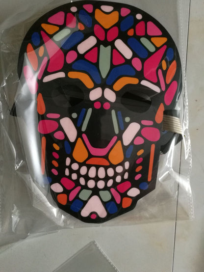 Halloween Glowing Face Cover Led Light Dance For Halloween Festival Party Headwear Music Head Props Bar Face Accessories