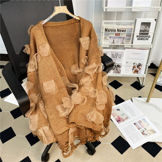 Chaqueta holgada de talla grande con mangas acampanadas para mujer