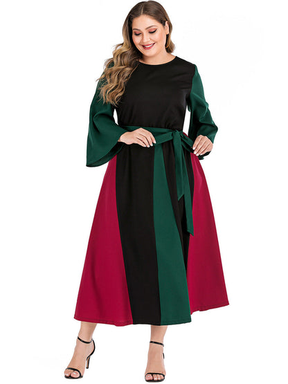 Vestido de mujer de talla grande con costuras en contraste