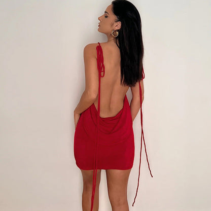 Women's Back Lace Fitting High Waist Dress