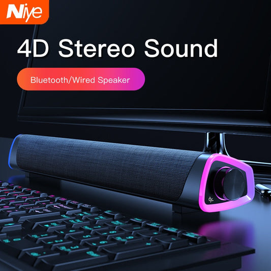 Compatible avec Apple, barre de haut-parleurs d'ordinateur 4D, caisson de basses stéréo, haut-parleur Bluetooth pour Macbook, ordinateur portable, PC, lecteur de musique, haut-parleur filaire