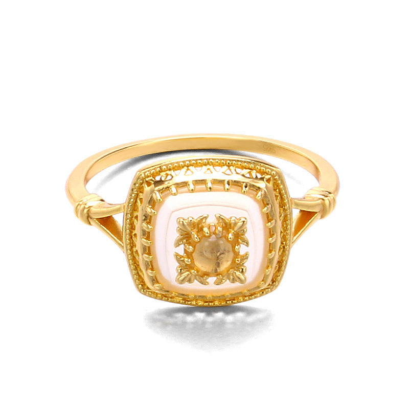 Carved White Jade Ring