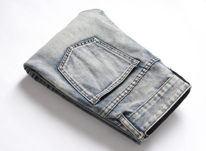 Jeans Homme Brodés Spéciaux Délavés Style Rétro Européen et Américain