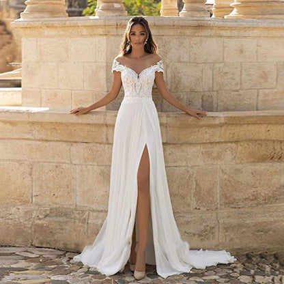 Robe de mariée grande taille avec applique pour femme