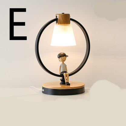 Lampe de chevet en bois massif pour chambre à coucher