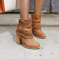 Thick Heel Large Size Simple Women's Shoes With Belt Buckle Boots For Children