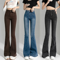 Spring And Autumn Hot Girl Slightly Flared Jeans Women