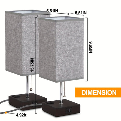 LumaTouch | Touch Table Lamp with USB Outlet and Fabric Shade Bedside Decor