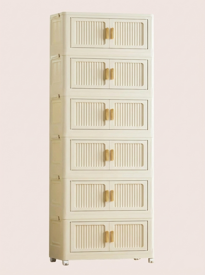 2-6 Layer Foldable Rolling Storage Bin Cabinet | Large Capacity Closet Organizer