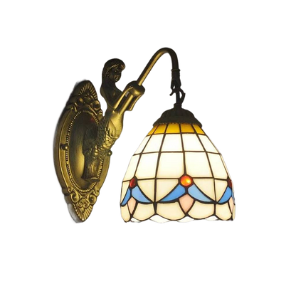 6" Tiffany Style LED Wall Lamp Mermaid Glass Bedroom Living Room Vanity Light