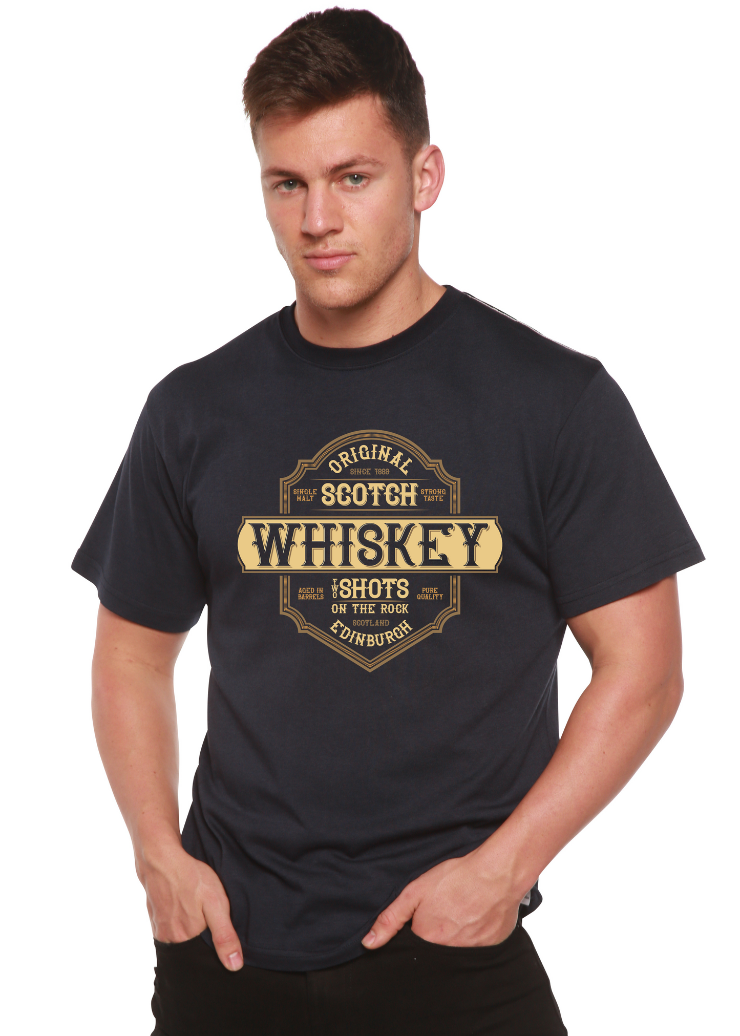 T-shirt graphique à manches courtes en viscose de bambou et coton bio pour homme Whiskey