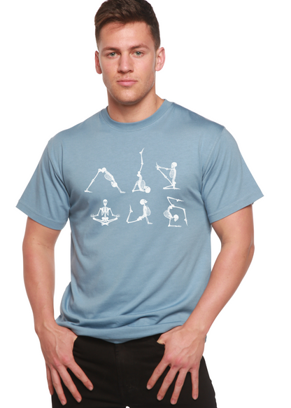 T-shirt graphique à manches courtes pour homme en bambou, viscose et coton biologique avec squelette d'Halloween Namaste