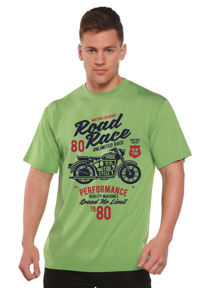 Camiseta gráfica de manga corta Spun Bamboo® de viscosa de bambú/algodón orgánico para hombre con motos de carrera
