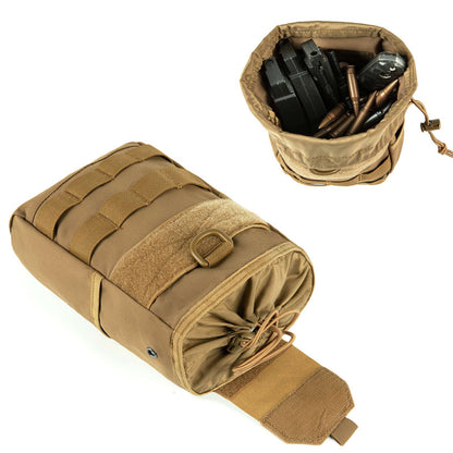 Tactical Dump Pouch Molle Storage Bag Tactical Waist Bag, Drawstring Folding Magazine Dump Bag