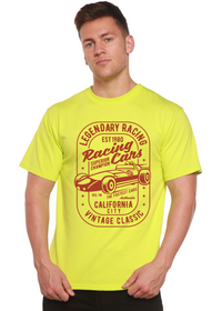 T-shirt à manches courtes en bambou-viscose et coton biologique pour homme avec motif « Voitures de course légendaires »